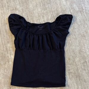 Brandy Melville Black Ruffle Sleeve Blouse